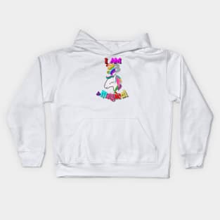 unicorn 3th birthday: I am 3 and magical Kids Hoodie